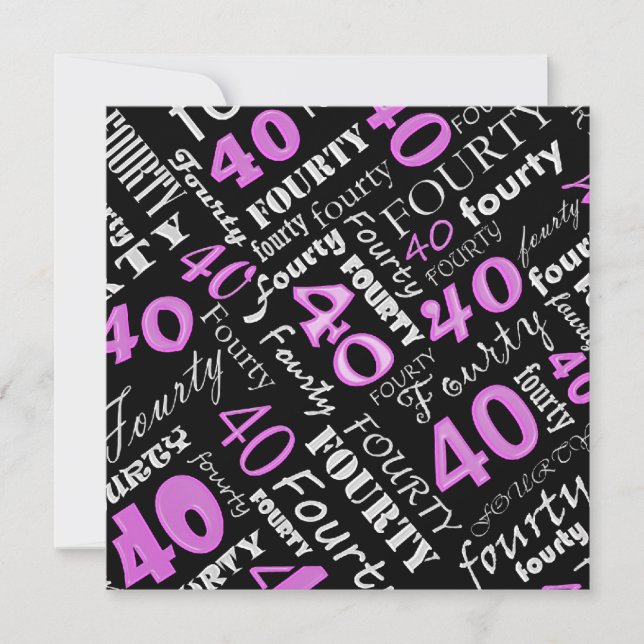 Pink 40th Birthday Party Invitation (Front)