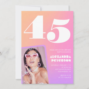 Pink 45th birthday invitations Retro Photo