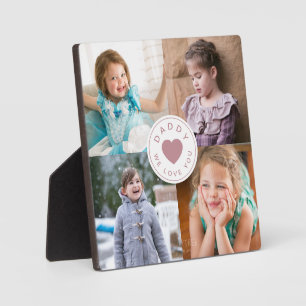Pink 4 Photo Collage Father's Day Dad We Love You  Plaque