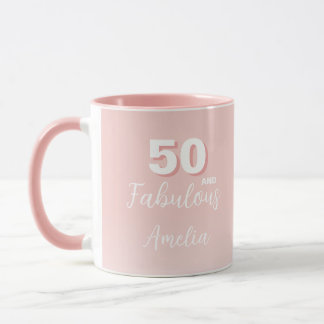 Pink 50 and Fabulous 50th Birthday Photo Mug