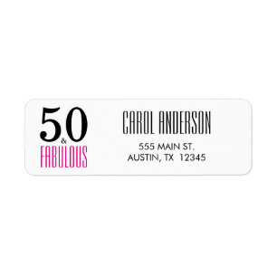 Pink 50 and Fabulous 50th Birthday Return Address