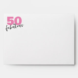 Pink 50 and fabulous 50th Birthday return address Envelope