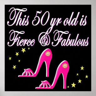 PINK 50 AND FABULOUS BIRTHDAY DESIGN POSTER