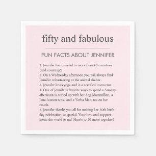 Pink 50 and Fabulous Birthday Party Fun Facts Napkin