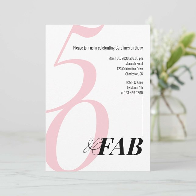Pink 50 and Fabulous Birthday Party Invitation (Creator Uploaded)