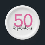 Pink 50 and Fabulous Birthday Party Paper Plates<br><div class="desc">Have a big party to celebrate turning 50 and go all out with these fun and colourful pink and black 50 & fabulous paper plates. You go girl!</div>