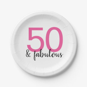 Pink 50 and Fabulous Birthday Party Paper Plates