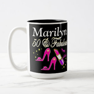 PINK 50 AND FABULOUS PERSONALIZED MUG
