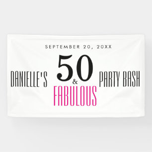 Pink 50 and Fabulous Typography 50th Birthday Banner