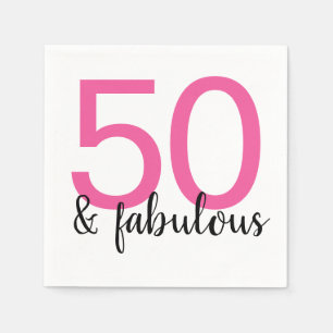 Pink 50 and Fabulous Woman's 50th Birthday Party Napkin