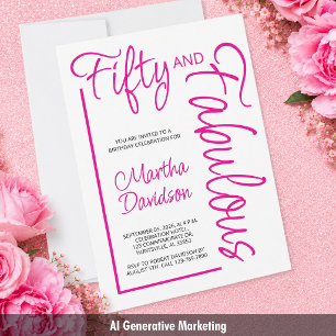 Pink 50 & Fabulous Elegant Celebration Invitation