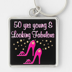 PINK 50 YEARS YOUNG AND FABULOUS KEY RING
