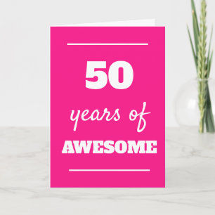 Pink 50th Birthday Card