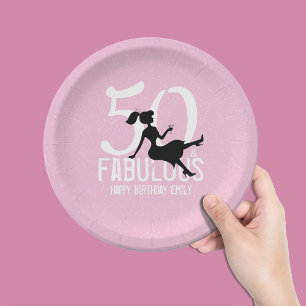 Pink 50th Birthday Party Chic Custom  Paper Plate