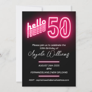 Pink 50th Birthday Party Invitation