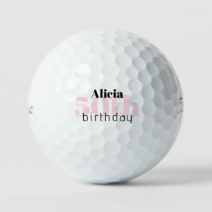 Pink 50th Birthday Personalised Titleist Pro V1 Golf Balls
