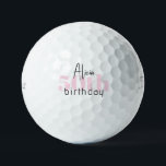 Pink 50th Birthday Personalised Titleist Pro V1 II Golf Balls<br><div class="desc">"50"  or any age.  Personalised.  Pink and black text.  Woman golf ball.  Script name.</div>