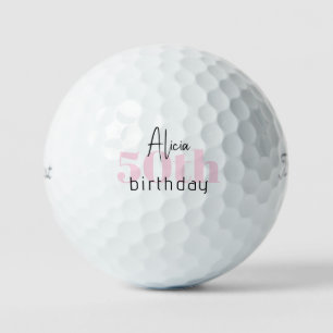 Pink 50th Birthday Personalised Titleist Pro V1 II Golf Balls