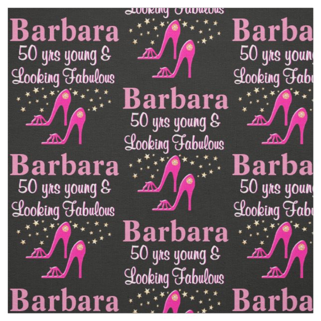 PINK 50TH BIRTHDAY PERSONALIZED SHOE FABRIC (Swatch)