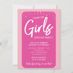 Pink 51st birthday invitations Girl Trendy Girly