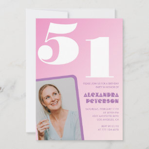 Pink 51st birthday invitations Retro Photo