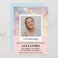 Pink 55th birthday invitations Confetti Photo