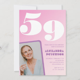 Pink 59th birthday invitations Retro Photo