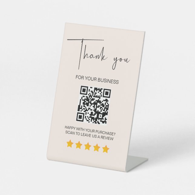 Pink 5 Star Review Business Reviews QR Code Pedestal Sign (Front)