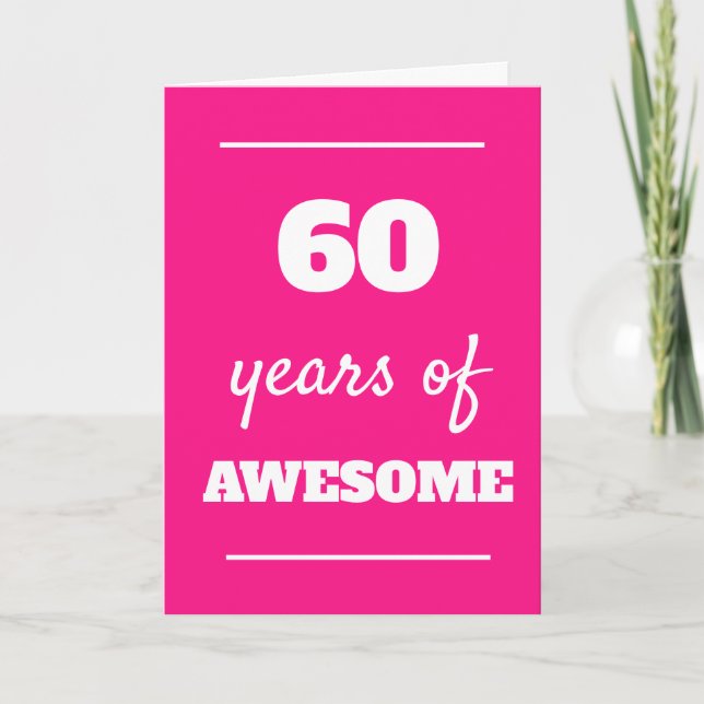 Pink 60th Birthday Card (Front)