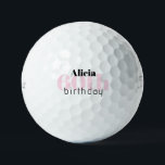 Pink 60th Birthday Custom Name   Titleist Pro V1 Golf Balls<br><div class="desc">"60"  or any age.  Personalized.  Pink and black text.  Woman golf ball.  Custom Name.  Titleist Pro V1.  Custom pink.  Personalized golf gift for women.</div>