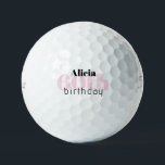 Pink 60th Birthday Custom Name   Titleist Pro V1 Golf Balls<br><div class="desc">"60"  or any age.  Personalized.  Pink and black text.  Woman golf ball.  Custom Name.  Titleist Pro V1.  Custom pink.  Personalized golf gift for women.</div>