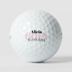 Pink 60th Birthday Custom Name   Titleist Pro V1 Golf Balls