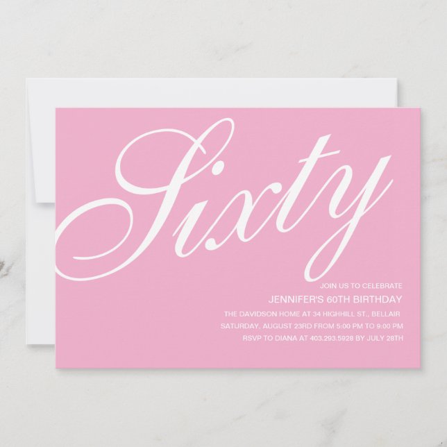 Pink 60th Birthday Invitations (Front)