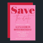 Pink 60th birthday invitations Save the date Chic<br><div class="desc">Pink 60th birthday invitations Save the date Chic red glitter glam sparkle</div>