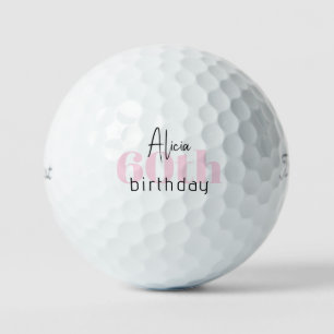Pink 60th Birthday Personalised Titleist Pro V1 II Golf Balls