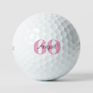 Pink 60th Birthday Script Name Titleist Pro V1 Golf Balls