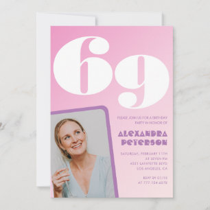 Pink 69th birthday invitations Retro Photo