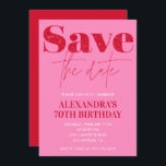 Pink 70th birthday invitations Save the date Chic<br><div class="desc">Pink 70th birthday invitations Save the date Chic red glitter glam sparkle</div>