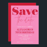 Pink 70th birthday invitations Save the date Chic<br><div class="desc">Pink 70th birthday invitations Save the date Chic red glitter glam sparkle</div>