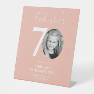Pink 70th Birthday Welcome Sign   Look Who's 70
