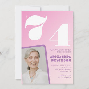 Pink 74th birthday invitations Retro Photo