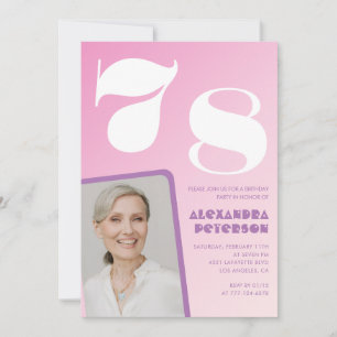 Pink 78th birthday invitations Retro Photo
