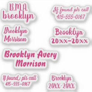 Pink 7 Custom Texts Name Script Decal School