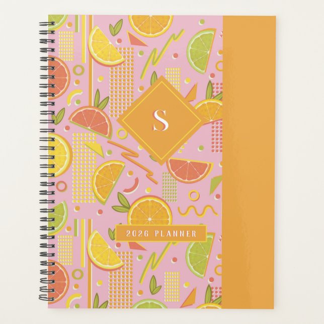 Pink 80’s Citrus Fruit Slices Planner (Front)