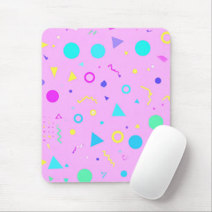 Pink 80s Memphis Geometric Pattern Mouse Mat