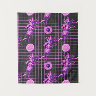 Pink 80s Pineapple Mango Lemon Pattern Tapestry