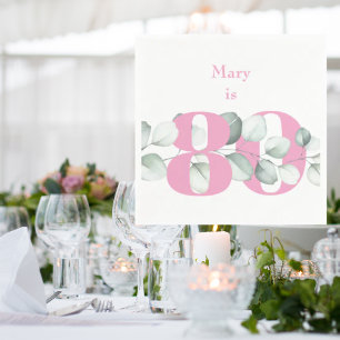 Pink 80th Birthday Personalised Cocktail Napkins