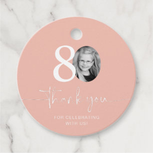 Pink 80th Birthday Thank You Favour Tags
