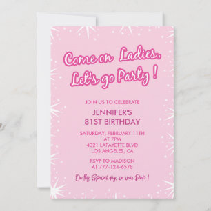 Pink 81st birthday invitations Trendy Sparkle