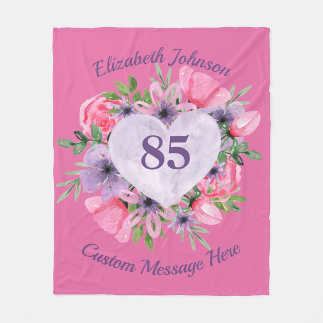 Pink 85th Birthday Blanket for Women (Front)